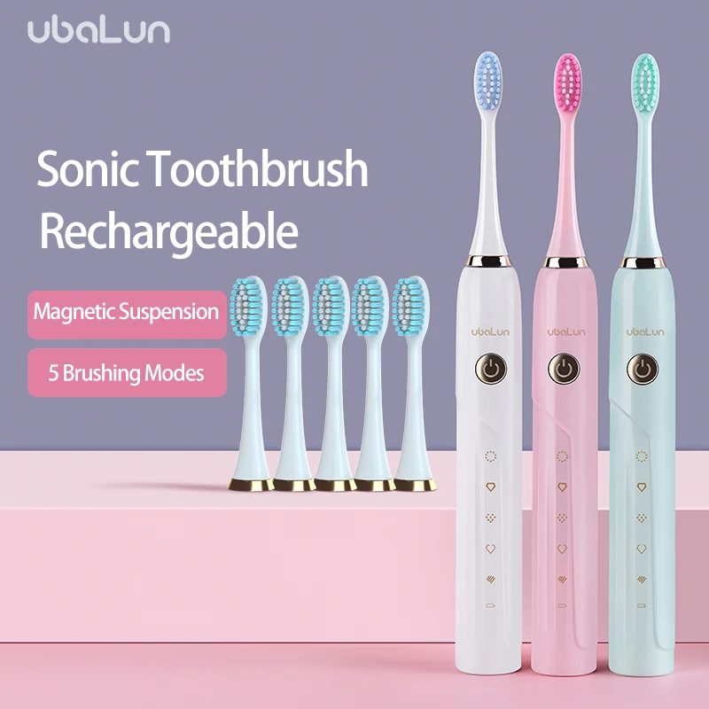 UBALUN Electric Toothbrush Magnetic Suspension Sonic Toothbrush Rechargeable Ultrasonic Electric Tooth Brush 5 8 Attachments