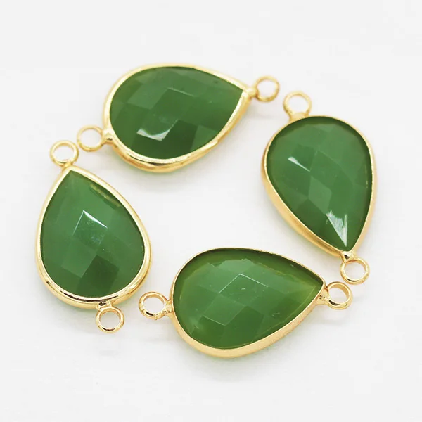 green jade 12p10x14mm 13x18 мм слезы Стразы обрамленное Стекло Подвеска крепления для ожерелий вышитые бисером серьги 2-петля ювелирные изделия бусины с подвеской - Цвет: green jade