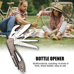 14 Kinds Of Outdoor Camping Folding Cutter ToolsUsing High-quality Stainless Steel Easy To Carry Multi-function Tool