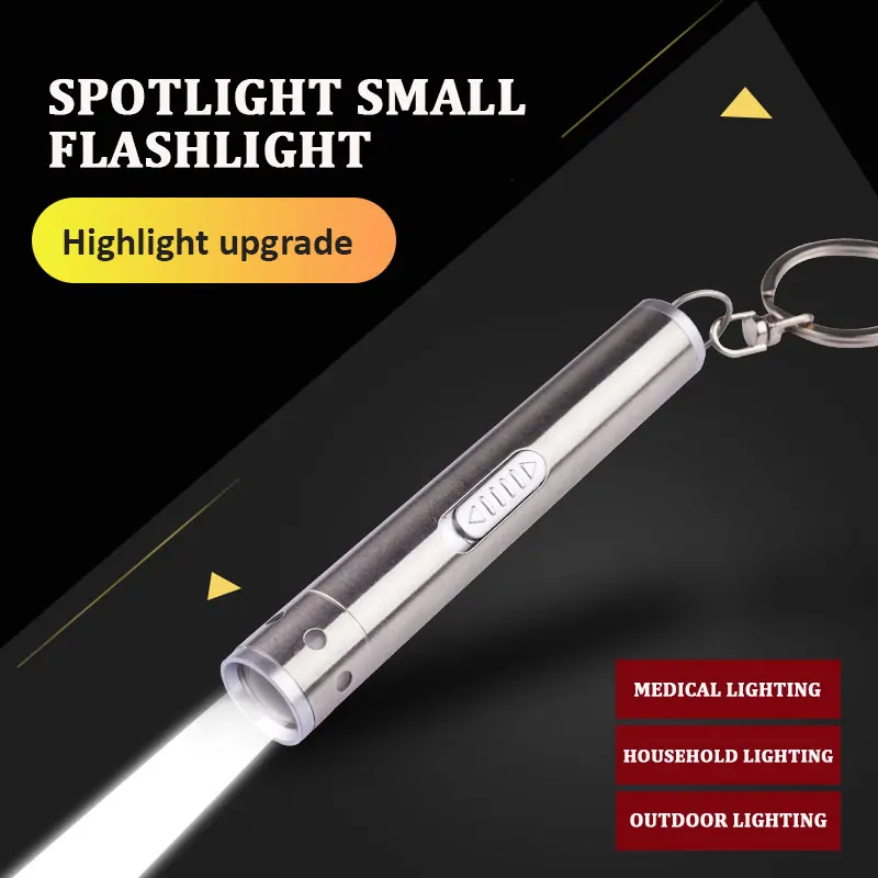 

Tactical Military Stainless Steel Pen Light Mini Flashlight LED Super Bright Silver USB Rechargeable Moon Light Portable