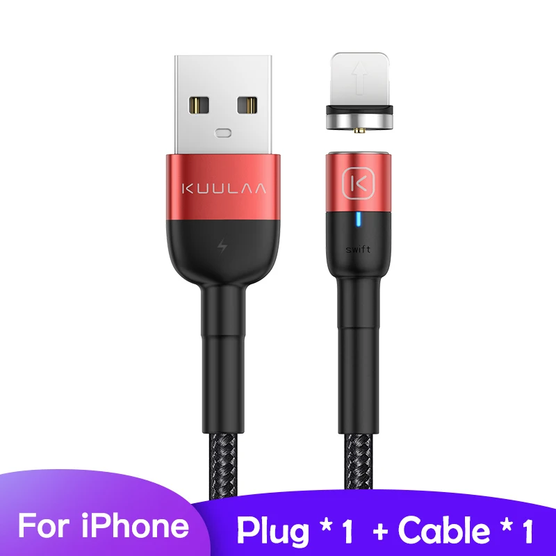 Red for iPhone KUULAA Магнитный Micro usb type C кабель для iPhone Xiaomi Android мобильный телефон Быстрая зарядка USB кабель магнит зарядное устройство провод шнур - Цвет: Red for iPhone