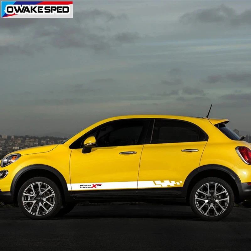 2 шт./партия Автомобильная наклейка на боковое тело для Fiat 500 500x спортивные полосы наклейки гоночный стиль авто дверь юбка наклейка s
