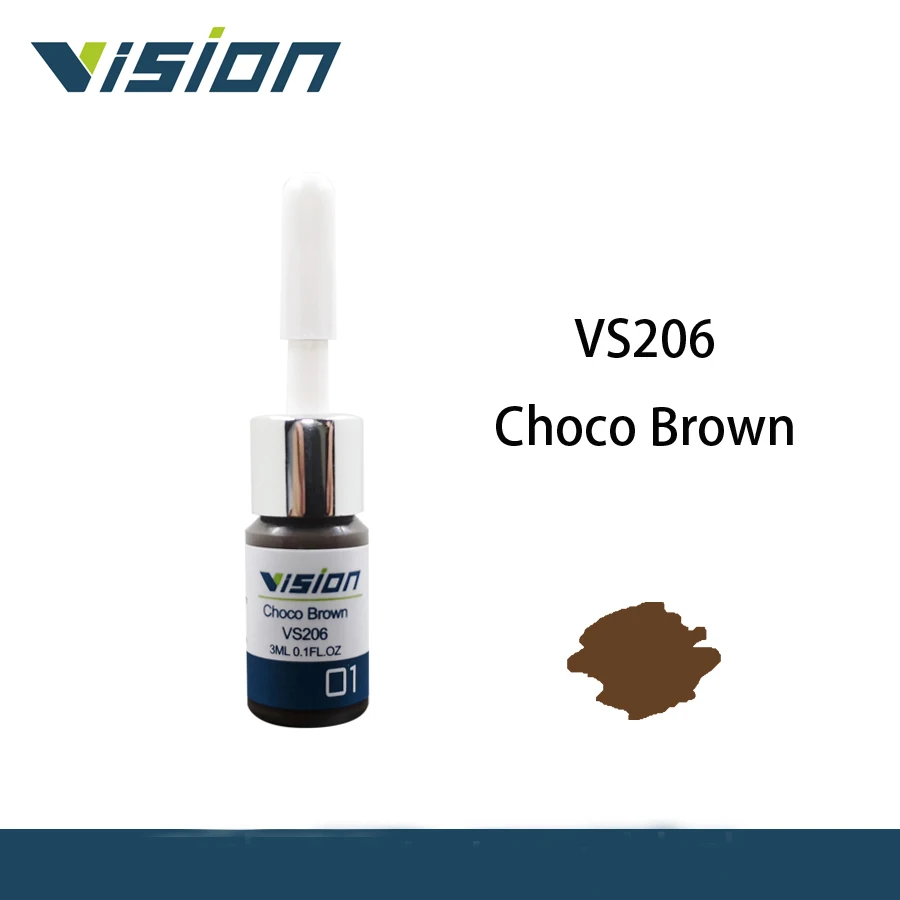 

Vision VS206Choco Brown 3ml Permanent Pigments Natural Plant Tattoo Ink Semi-permanent Lip Eyebrow Eyeliner Tattoo Pigment