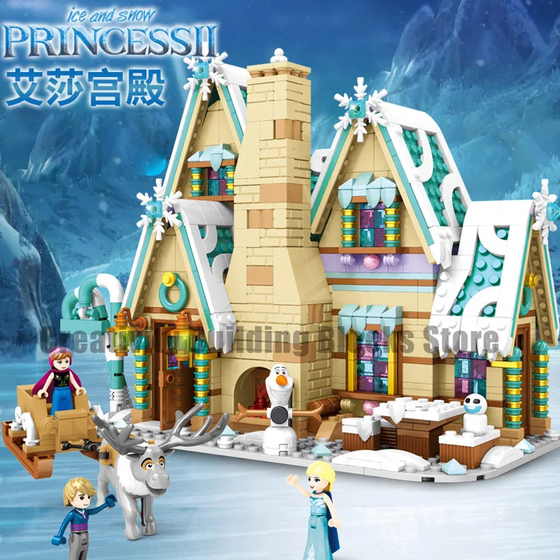 

2020 New Disney Ice and snow Princess Disneyland Aisha palace Model Building Block boy Girl Toy Birthday Gift 6580