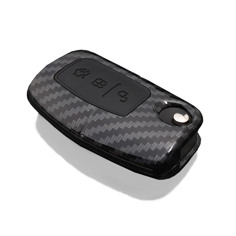 

STARCAR ABS Carbon fiber grain Key cover for Ford Fiesta Focus 2 Ecosport Kuga Escape Car Flip folding Remote key Case 3 Buttons