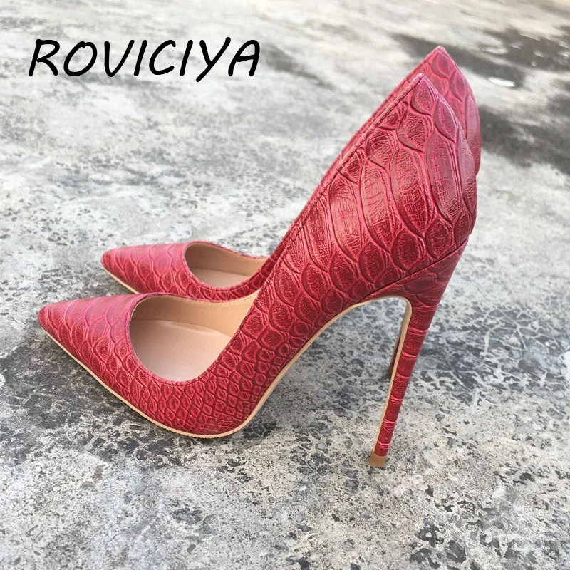 

12cm high-heeled pumps solid color shallow lady slip-on dress women's shoes fashion women pumps YG016 ROVICIYA