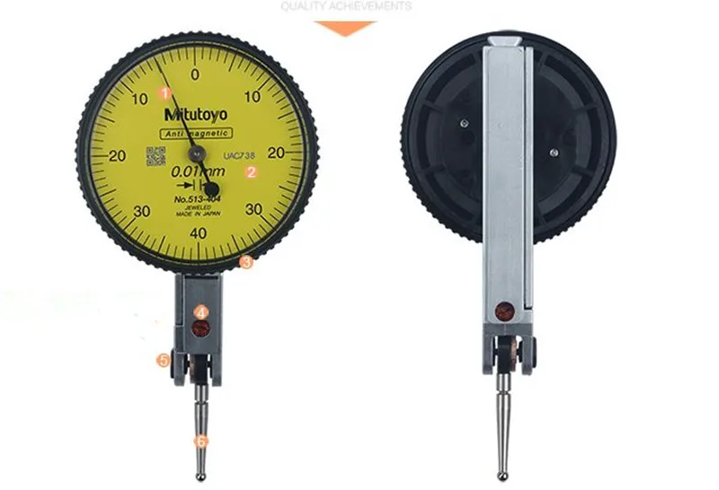 Mitutoyo циферблат индикатор 513-404 аналоговый рычаг шкала Точность 0,01 диапазон 0-0,8 мм диаметр 40 мм 32 мм измерительный инструмент