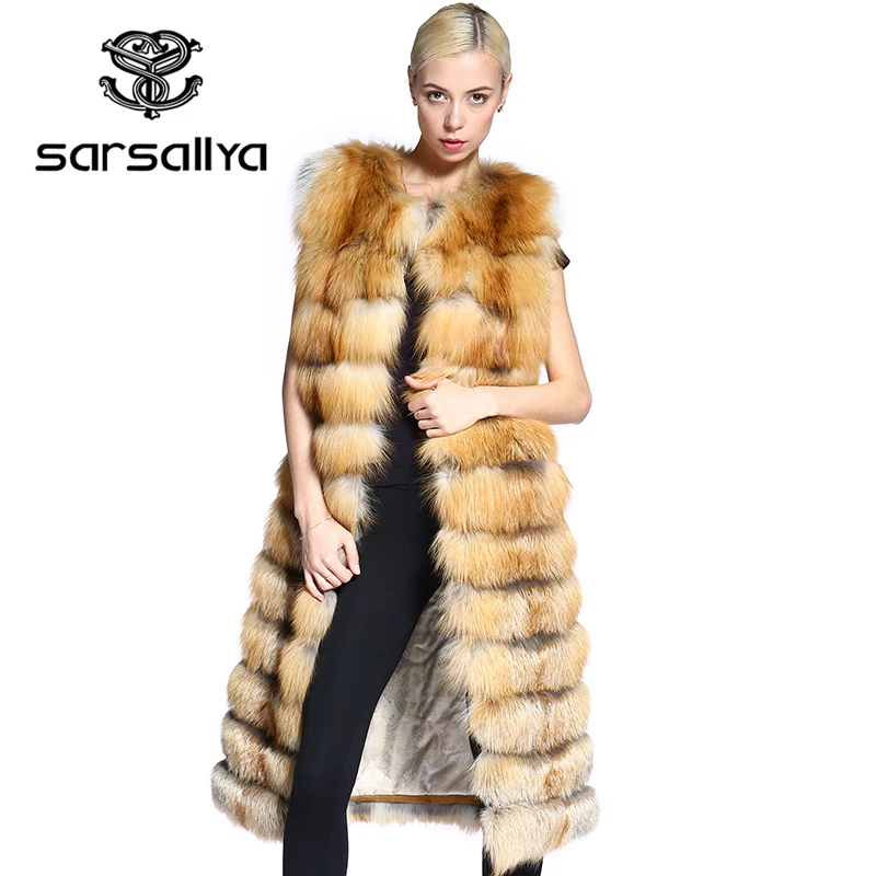 

SARSALLYA 90CM and 120cm long real natural fox fur vest