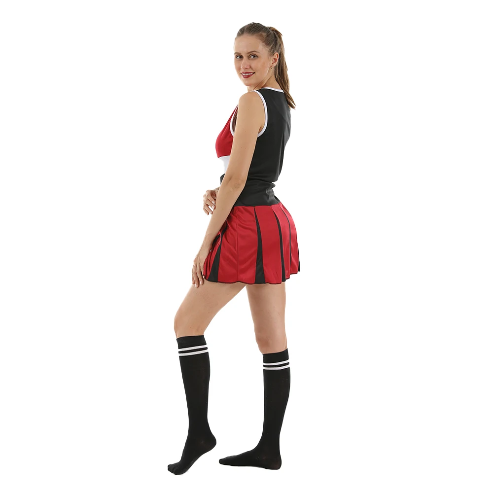 Eraspooky Women's Red Cheerleader Costume Halloween Costume For Adult Sexy Fancy Dress Carnival Party Outfit