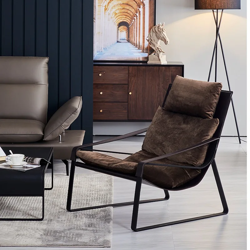 U-BEST Luxury Meeting Room Hotel Lobby Retro Brown Metal Base Lounge Office Vintage Leather Leisure Chair | Мебель