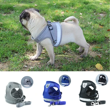 

Dog Harness for Small Medium Dogs Nylon Mesh Puppy Cat Harnesses Vest Reflective Walking Lead Leash Small Dog Leash and Collars