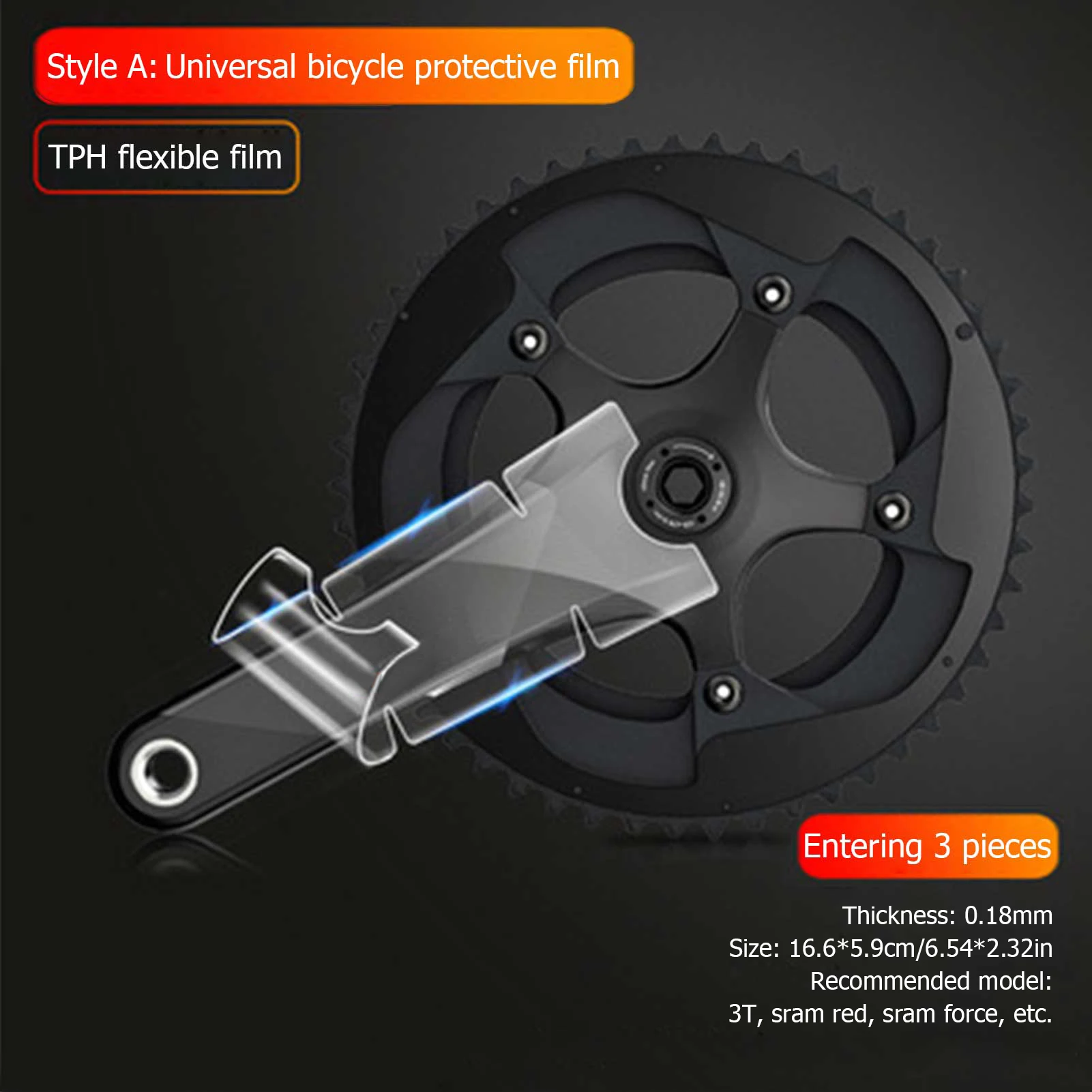 3 Stück Fahrrad Kurbel Schutzaufkleber - TPH Folie Für SRAM & Shimano Gegen Kollisionen