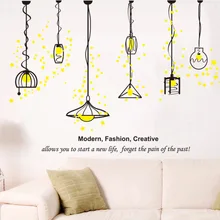 Наклейки на стену Наклейка классная художественная и художественная желтая лампочка прикроватная тумбочка для спальни ТВ украшение фона XH3943C