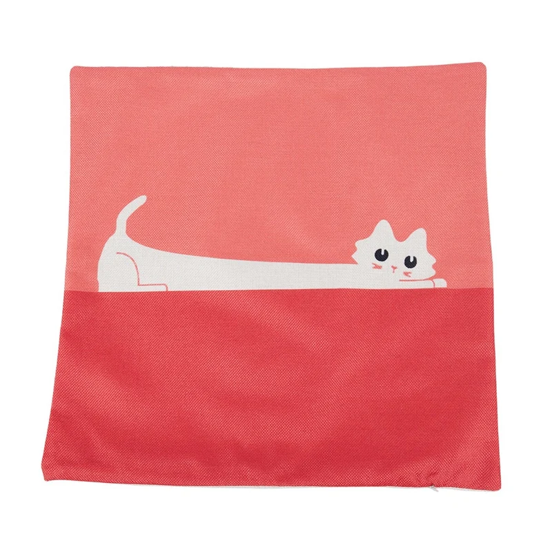 

Sofa Bed Home Cafe Decor Pillowcase Square Linen Blend Cushion Cover Invisible Zipper 45cmx45cm (Orange Red)