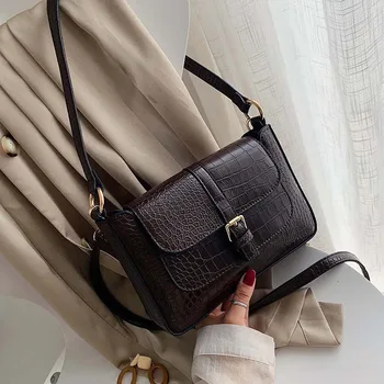 

2020 NEW Quality PU Leather Shoulder Messenger Bags for Women Stone Pattern Handbags Small Belt Square Crossbody Bag Wholesale
