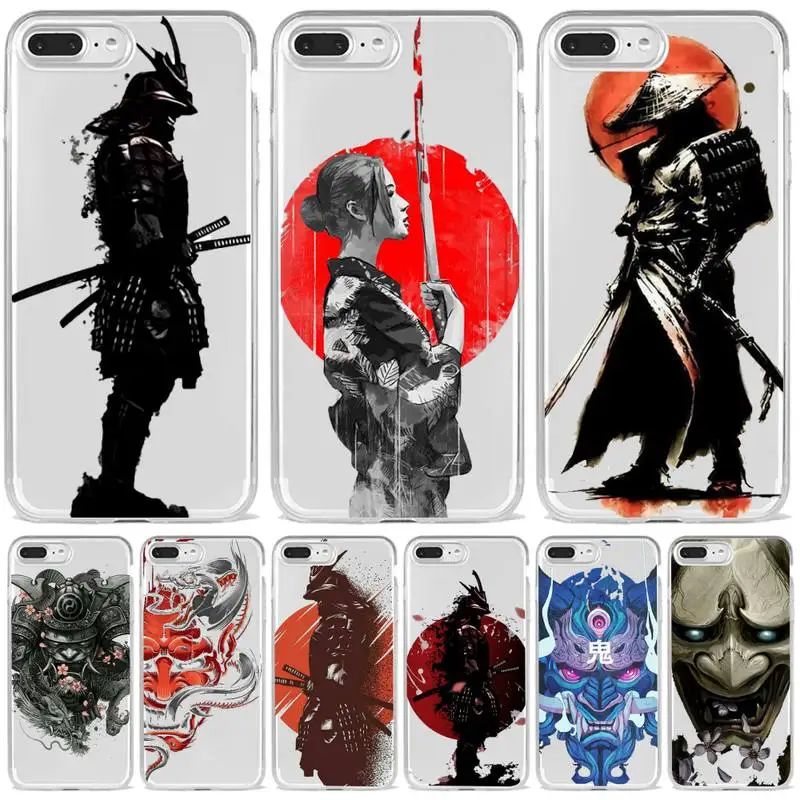 

Japanese samurai oni mask Phone Case Transparent soft For iphone 5 5s 5c se 6 6s 7 8 11 12 plus mini x xs xr pro max