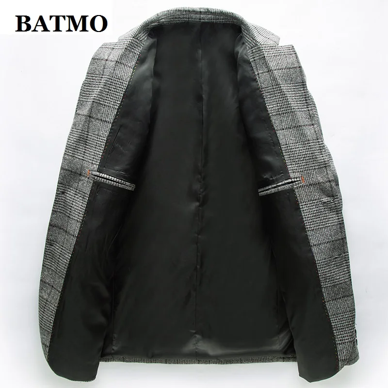 BATMO Новое поступление высококачественный Повседневный клетчатый мужской пиджак, мужские клетчатые куртки, большие размеры M-4XL 5019