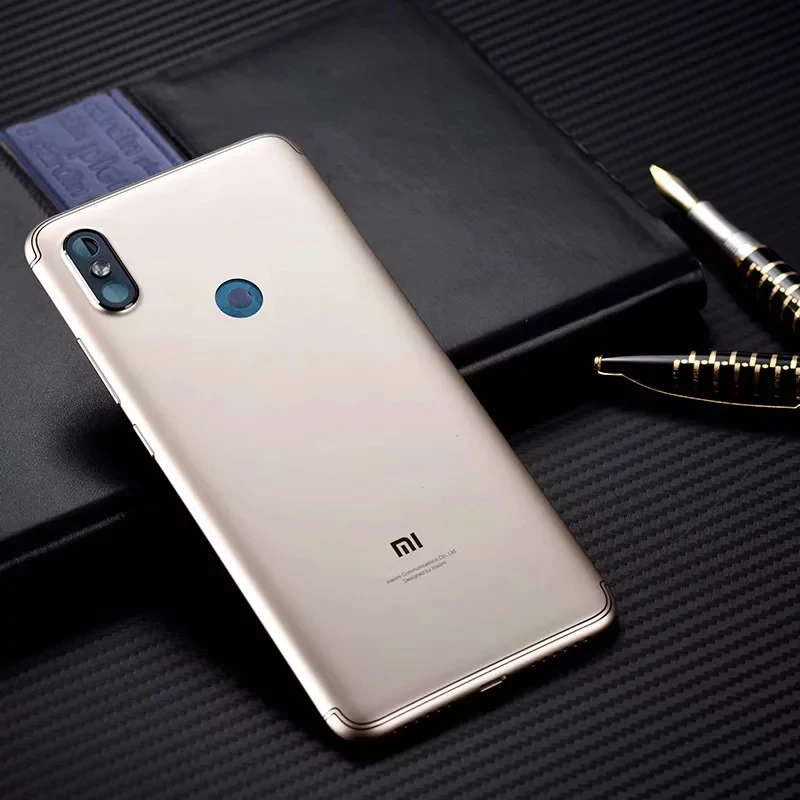 Корпус для Xiaomi Redmi S2, Пластиковая Задняя крышка для батареи, запасные части, чехол с кнопками для объектива - Цвет: gold