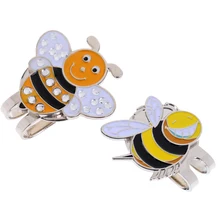 2x Alloy Hat Clip with Magnetic Golf Ball Marker, Funny Bee Hat Decor