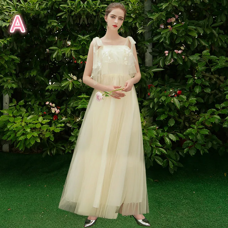 SSYfashion, длинные платья подружки невесты цвета шампанского, свадебное платье для вечеринки, банкета, Формальное вечернее платье, платье для особых случаев на заказ - Цвет: A1
