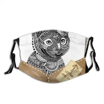

protective mask with filter Letter And Cat Potted Plant Cactus anti dust PM2.5 reuse adult teen child girl