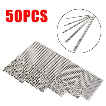 

50Pcs/kit 1/1.5/2.0/2.5/3mm Titanium Coated Twist Drill Bit High Steel HSS Drill Bit Set Sliver Woodworking Tool