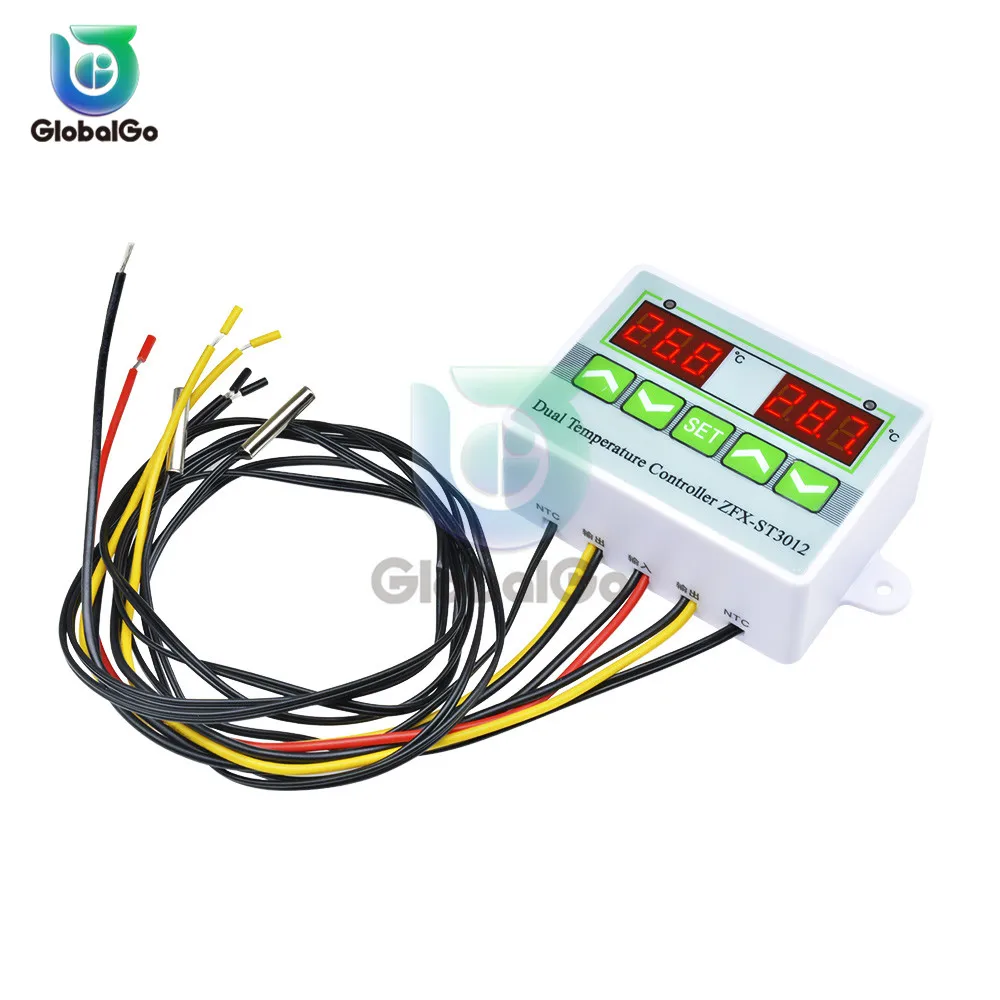 Интеллектуальный термостат ST3012, светодиодный переключатель, цифровой двойной термометр NTC 10 K, 220 В, 24 В, 12 В - Цвет: DC 24V