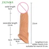FXINBA 20cm Liquid Silicone Penis Sleeve Extender Male Realistic Cock Enlarge Delay Ejaculation Reusable Condom Sex Toys For Men 1