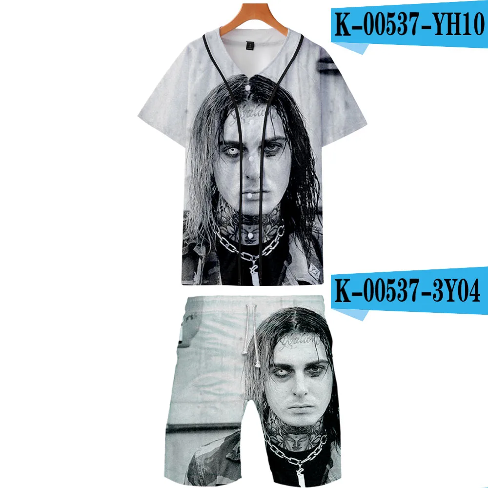 Ghostemane, комплект из двух предметов, куртки и шорты, Kpop, модная новинка, крутой принт, Ghostemane, бейсбольная куртка, набор для мужчин, уличная одежда - Цвет: Белый