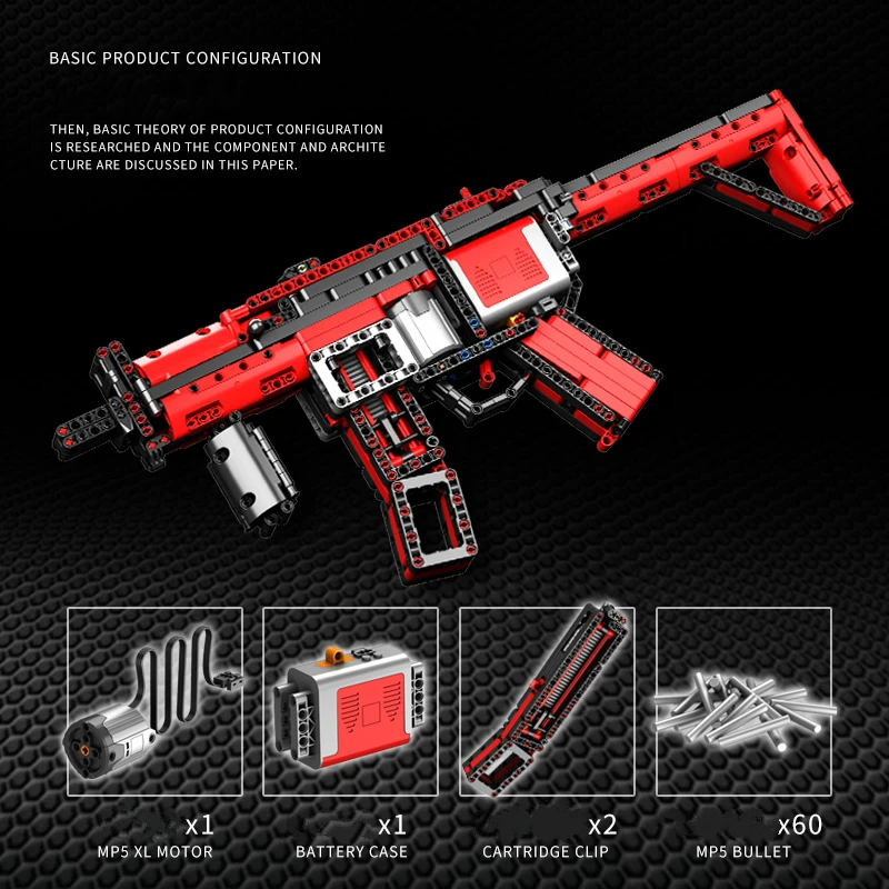  New 732pcs MP5 Submachine Gun Electric Model Building Blocks Compatible Legoingly Technic Guns Bric