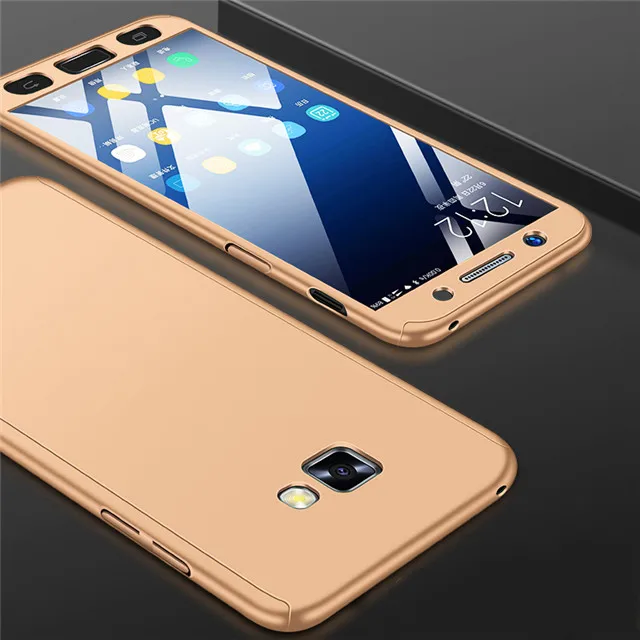 360 градусов пленка на ЖК-экран телефона Чехлы для samsung Galaxy A3 A5 J1 J3 J5 J7 J2 Prime A7 A6 A8 J4 J6 плюс с Стекло - Цвет: Золотой