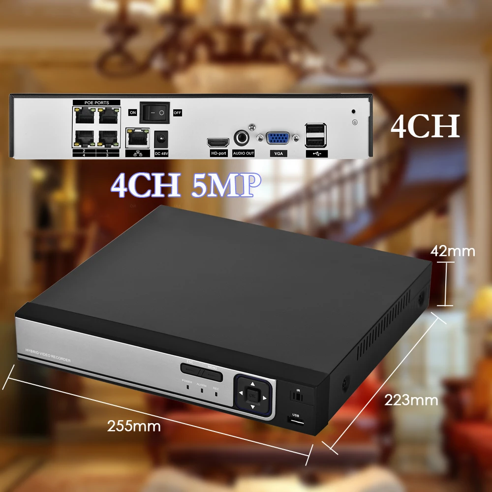 AZISHN 4CH 5MP POE NVR система безопасности H.265 1080P CCTV камера Аудио запись ИК Ночное Видение комплект домашнего наблюдения