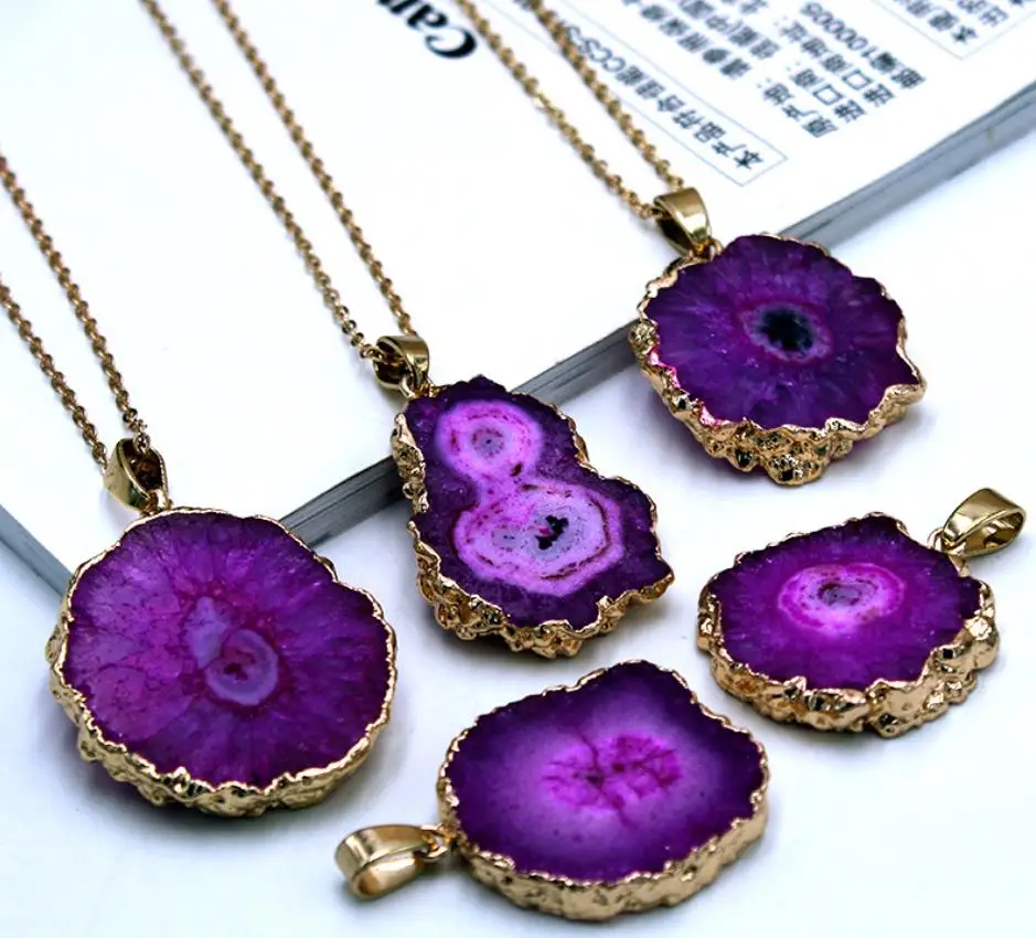 Натуральный Камень Золото Хризантема белый Агаты кварц кристалл кулон для diy