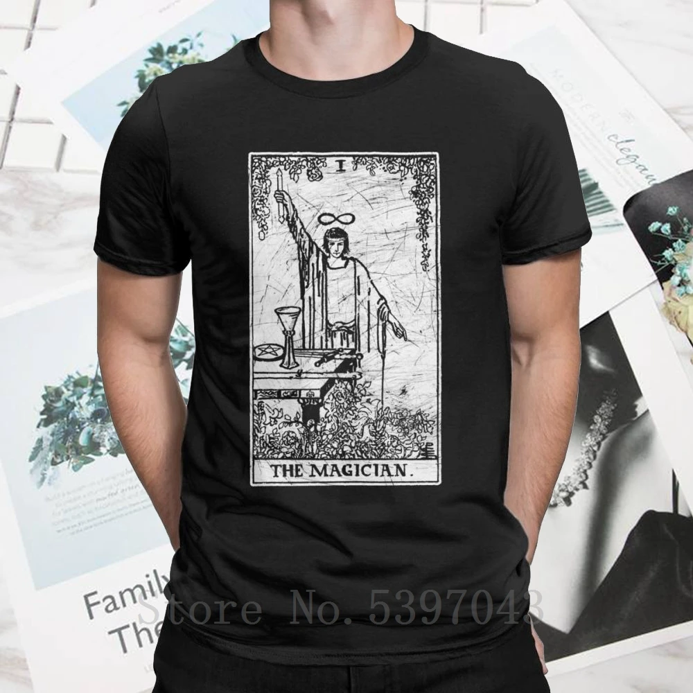 The Magician Tarot Card Major Arcana Fortune Telling Occult T-Shirt Men Funny Tee Shirt Novelty T Shirts Cotton Idea Gift |