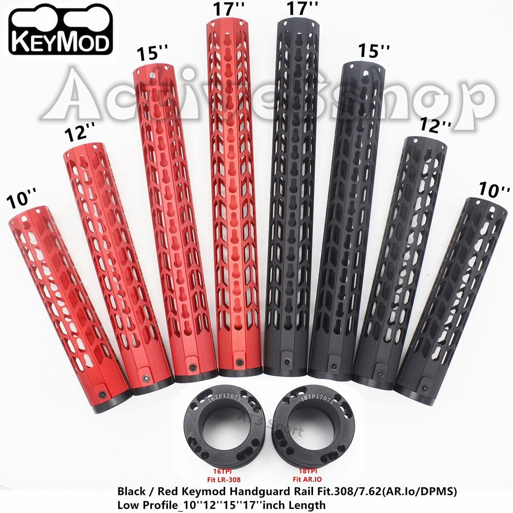 

Ultralight 10,12,15,17'' inch length Black / Red Free Floating Keymod Handguard Rail Mount Fit Rifle AR-10 / DPMS LR-308