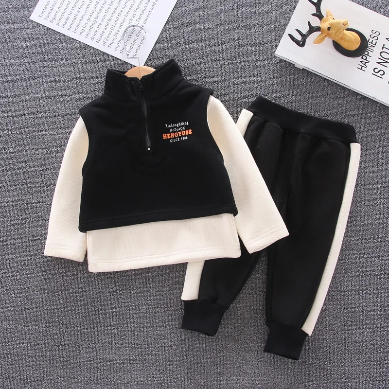 

Childrenswear Children Half-Turtle-Neck Waistcoat Coat Autumn And Winter New Style Korean-style Medium-small BOY'S plus Velvet L