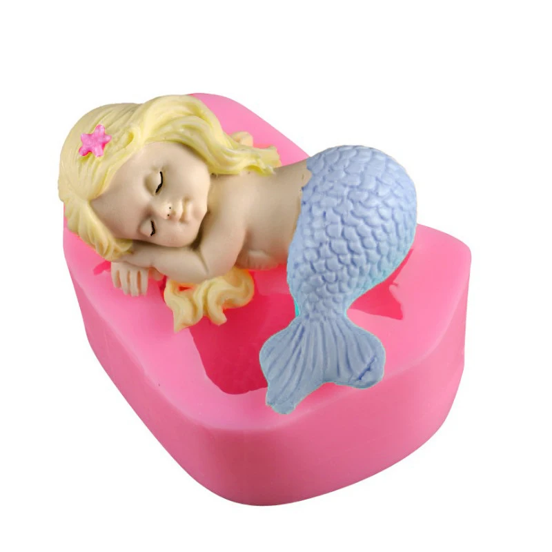 Русалка девочка силиконовая форма для ручной работы мыло форма для Мусса украшение для торта выпечки Инструменты Кухня DIY шоколад ароматерапия гипса