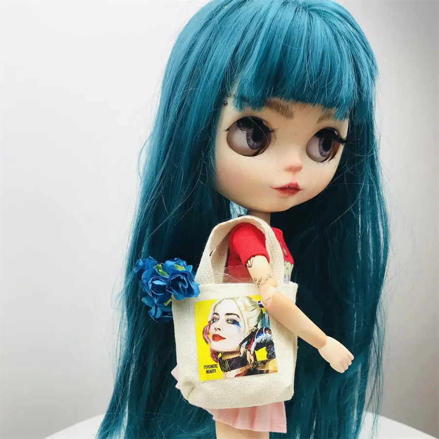 

New 1PCS Cute Dolls’ canvas Handbag White Casual Bags for blyth,licca barbis,1/6 Dolls Accessories
