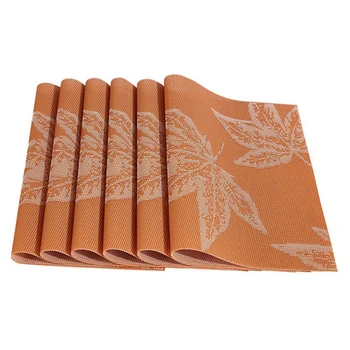

Placemats Maple Leaf Place Mats Fall Placemats Set of 6 Easy To Clean Heat Resistant Waterproof Non Slip for Dining Kitchen Harv