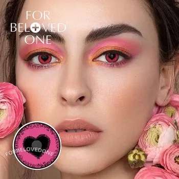 

Anime Yandere Pink Color Halloween Contact Lenses Heart Colored Lens for Eye 2pcs/pair
