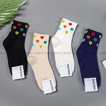 

Crew Socks Women Heart Woman Sock Smiling Face Print Soft Sox Cartoon Cotton Ladies Autumn Winter Classic Lady Calcetines Hombre