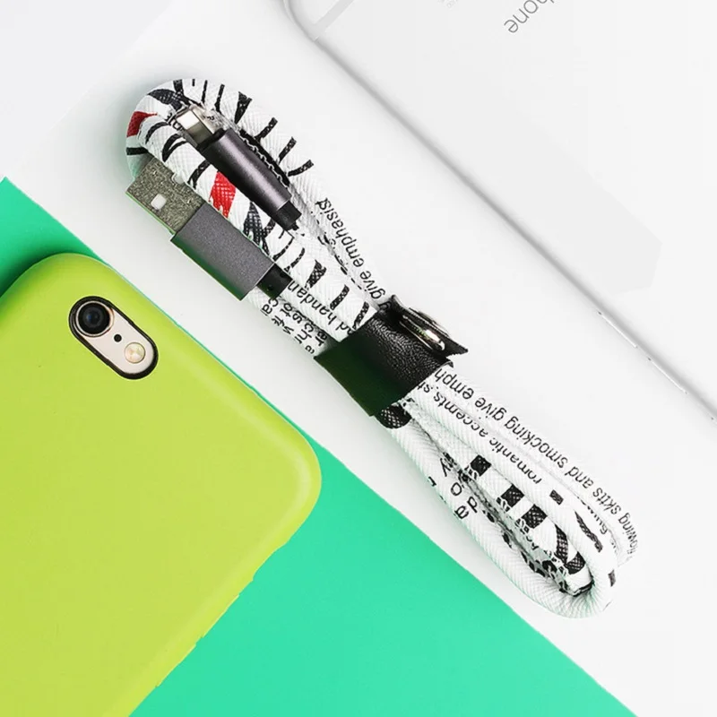 Кожаный USB кабель с милым узором, Micro USB кабель для телефона, 8-контактный кабель для быстрой зарядки, быстрая зарядка для iPhone X, XR, XS, 8, samsung, Xiaomi