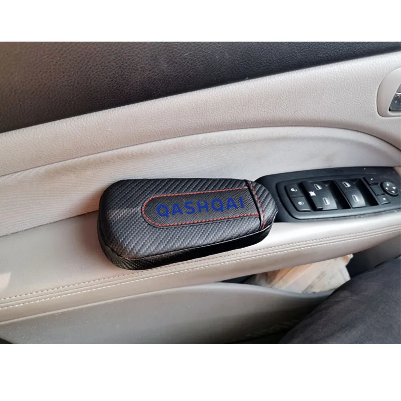 Для Nissan Qashqai, 1 шт., карбоновая кожа, авто подушка для ног, наколенник, Автомобильный Дверной рычаг, автомобильные аксессуары, защита для автомобиля