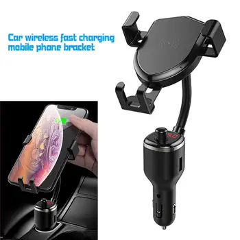 

Car 10W Wireless Fast Charge Mobile Phone Bracket Car MP3 Player Dual USB Charging U Disk Music Player FM Transmitter ReceiverLN