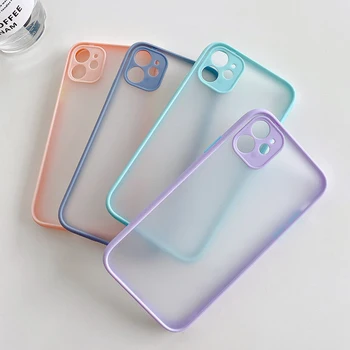 

50pcs 2 In 1 Candy Colorful Phone Case Matte Frosted Hard Cover Silicone Armor Case For iPhone 11 Pro MAX XS XR X 8 7 6 6S Plus