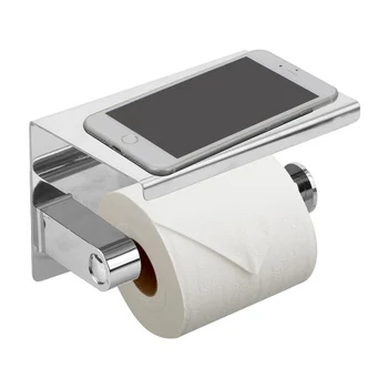 

HOOMIN Stainless Steel Wall Mounted Toilet Paper Holder Toilet Roll Holder Phone Storage Shelf Bathroom Accessories