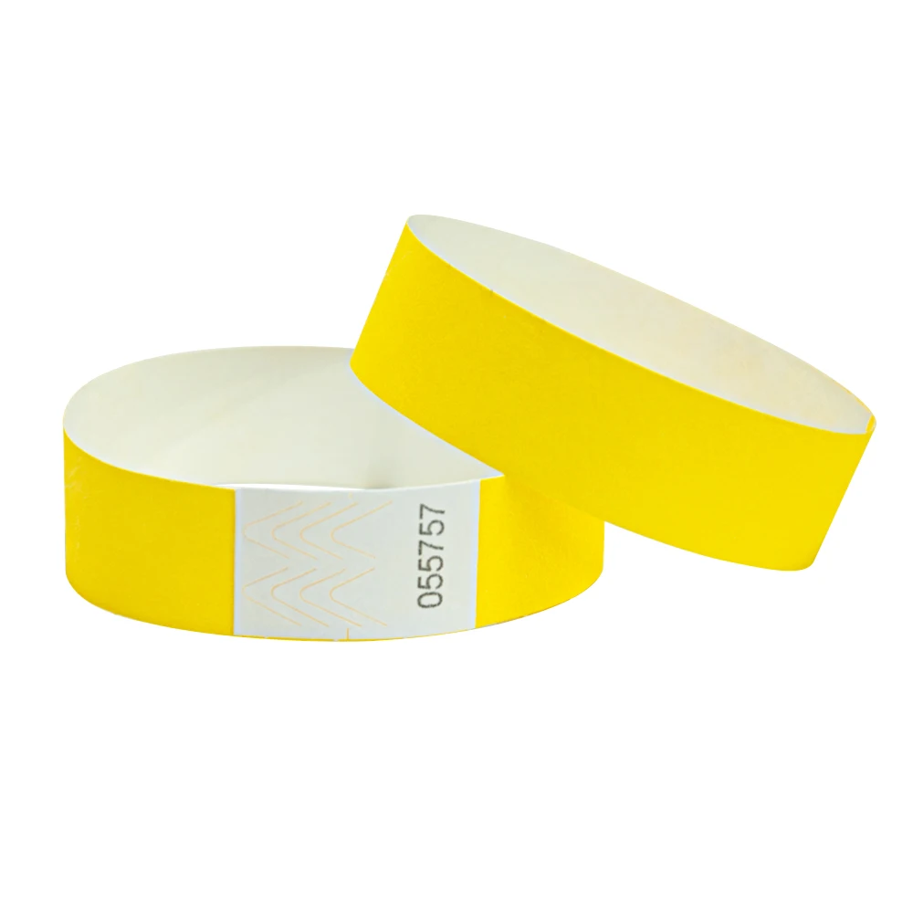 Solid NEW Yellow Color 3/4 inch Tyvek Wristbands with Series Numbers, ID Wristbands for Party Events, 500 Pieces