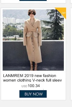 LANMREM весеннее свободное офисное Женское пальто с длинным рукавом и отложным воротником выше колена двубортное шерстяное пальто TA064