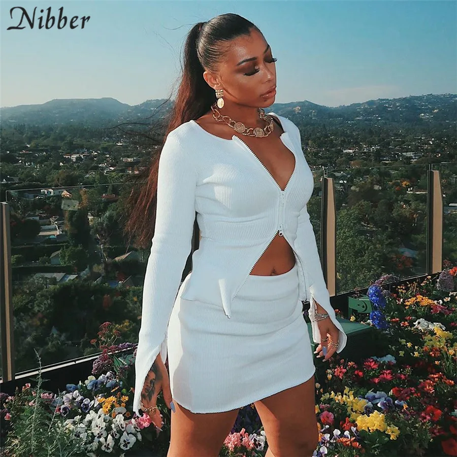 Nibber Осенняя мода, вязанные базовые белые короткие топы, женские футболки с v-образным вырезом, новинка, однотонные офисные женские повседневные футболки mujer