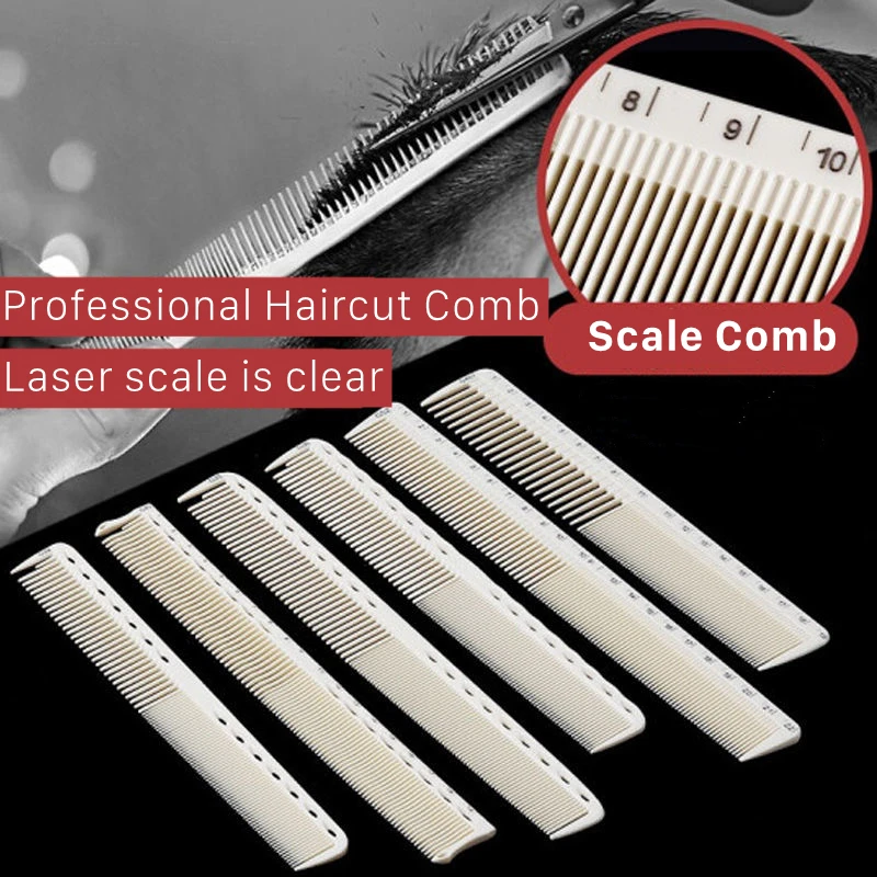 1/2 sztuk japonia Pro fryzjerskie cięcia grzebień fryzjer niezniszczalny  ścinanie włosów grzebień z laserem pomiaru skali do cięcia włosów grzebień  G0721|Grzebienie| - AliExpress